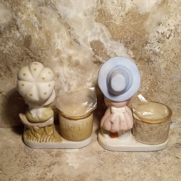 Pair Of Vintage Luvkins Candle Holders Hand Painted Porcelain - Picture 3 of 6